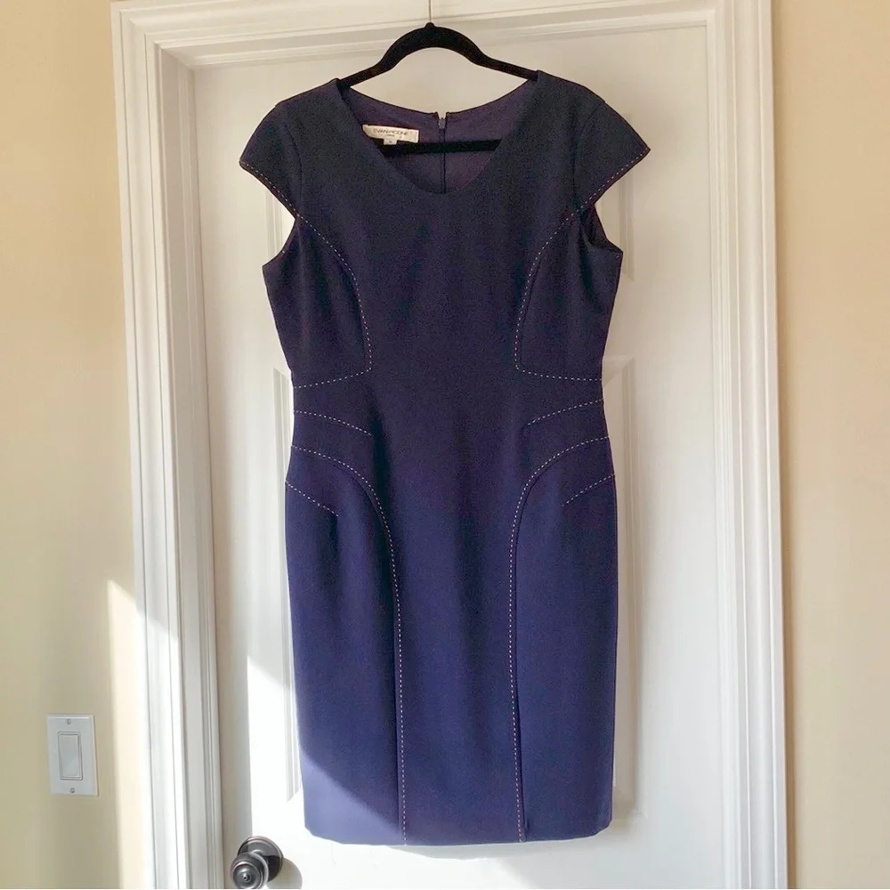 Evan Picone, Cap Sleeve Sheath Dress - Size 12 - Navy Blue‎ - NWOT